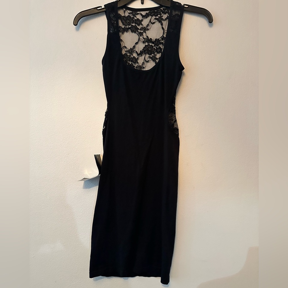 Bebe Black body con Dress Scoop Neck Sleeveless NWT